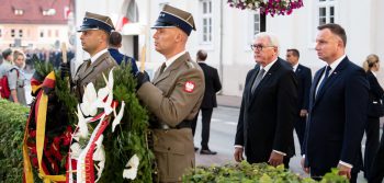 Steinmeier en Duda bij een herdenkingsbijeenkomst.